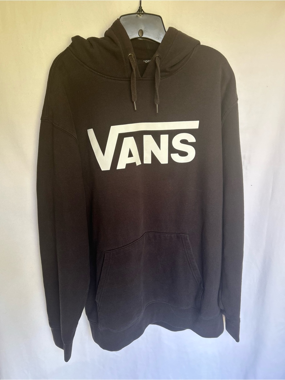 CLASSIC VANS LOGO HOODIE, BLACK WITH WHITE LETTERING, “VANS” SIZE XL